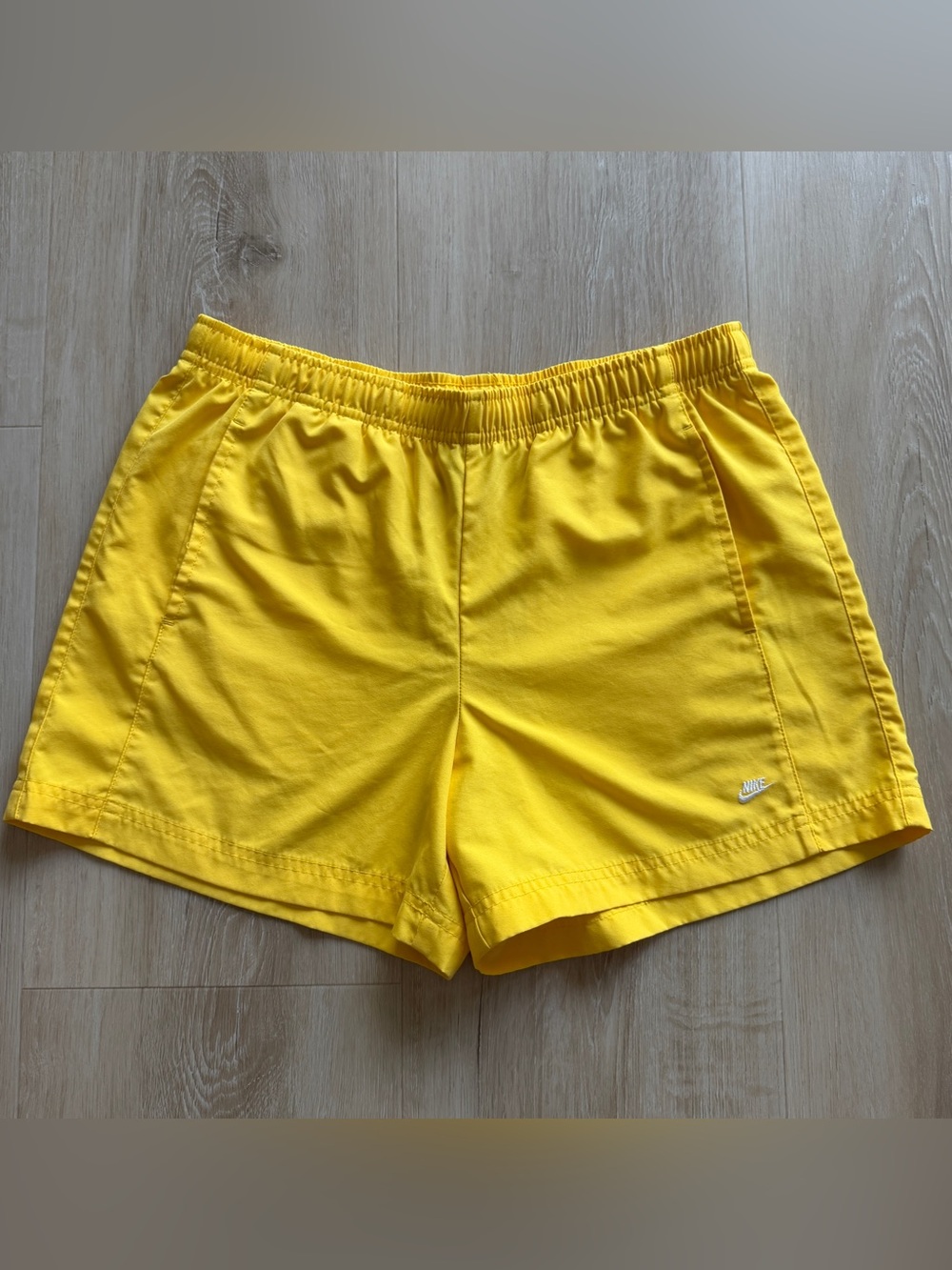 Nike Bright Yellow Athletic Elastic-Waist Shorts women’s size Small